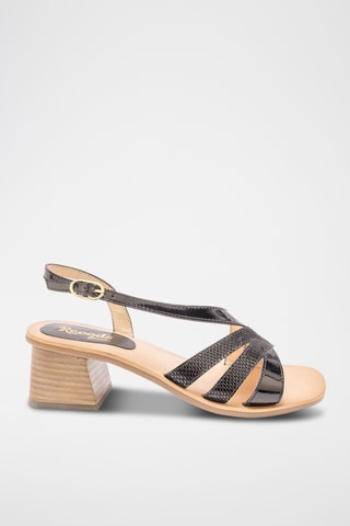 Sandales à talons vernies en cuir Kim - Noir