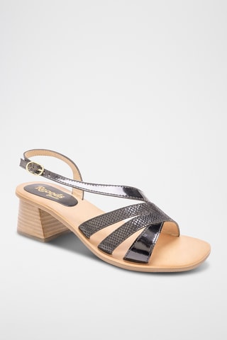 Sandales à talons vernies en cuir Kim - Noir