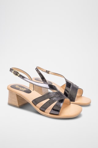 Sandales à talons vernies en cuir Kim - Noir