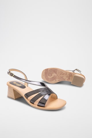 Sandales à talons vernies en cuir Kim - Noir