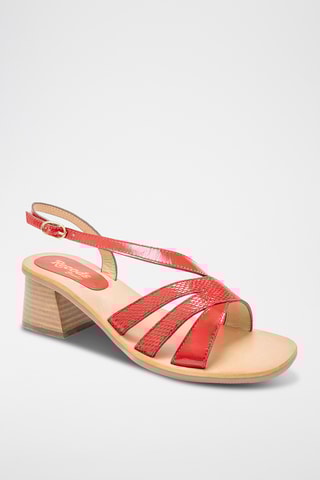 Sandales à talons vernies en cuir Kim - Rouge