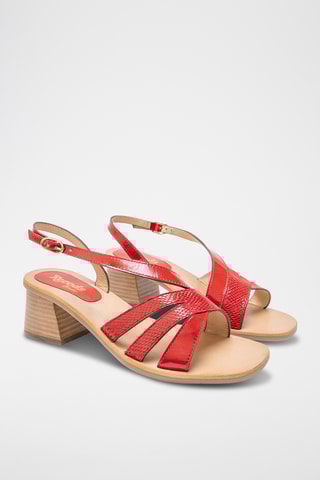 Sandales à talons vernies en cuir Kim - Rouge