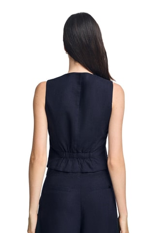 Linnen Colbert Slim Fit - Marineblauw