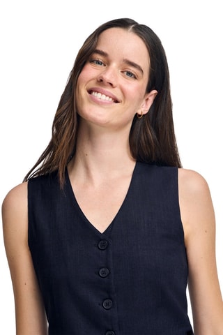 Linnen Colbert Slim Fit - Marineblauw