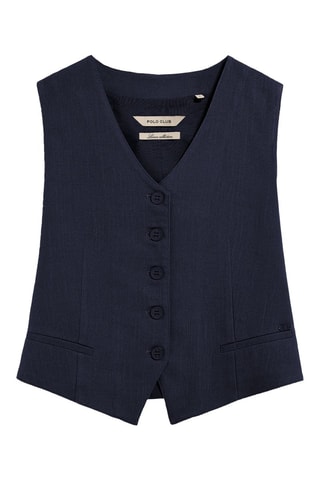 Linnen Colbert Slim Fit - Marineblauw