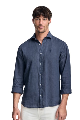 Linnen Overhemd Slim Fit - Blauw
