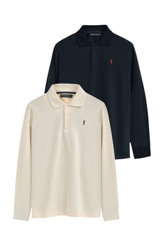 2 Polo's slim fit model - Ecru en Zwart