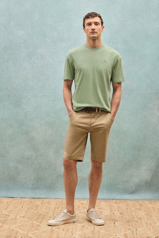 Linnen T-shirt Regular Fit - Saliegroen