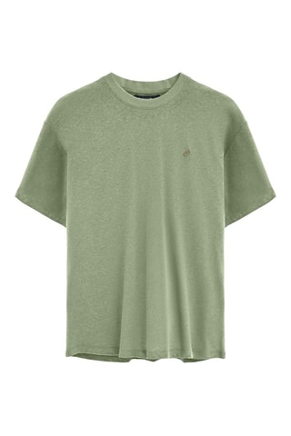 Linnen T-shirt Regular Fit - Saliegroen