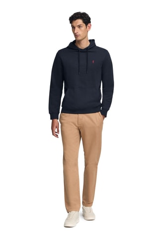 Sweater met Capuchon Slim Fit - Marineblauw