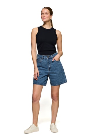 Spijkershort Loose Hoge Taille - Blauw