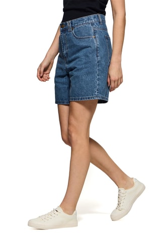 Spijkershort Loose Hoge Taille - Blauw