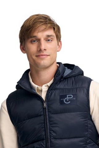 Mouwloze Gewatteerde Jas met Capuchon - Marineblauw