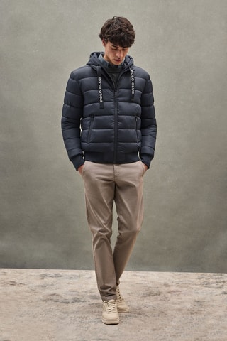 Gewatteerde Jas met Capuchon - Marineblauw