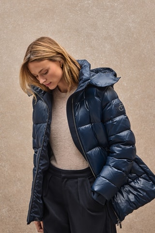 Gewatteerde Jas met Capuchon - Marineblauw