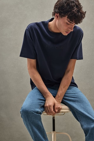 T-shirt relaxed - Marineblauw