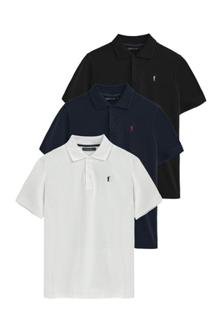 3 Polo's Regular Fit - Wit en Nachtblauw