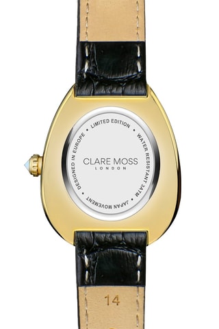 Reloj de cuarzo de piel y circones Vintage - Negro y dorado