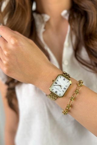 Estuche reloj de cuarzo y pulsera de acero Shell Bay - Nácar