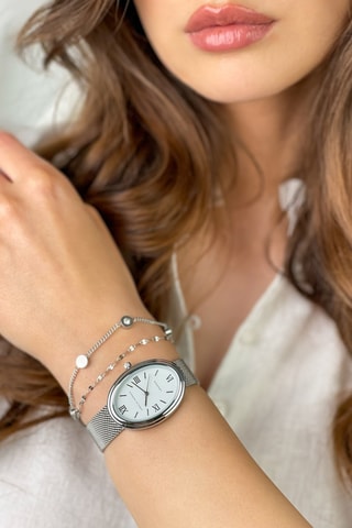 Estuche reloj de cuarzo y pulsera de acero Soraya - Plateado