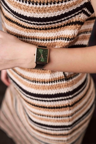 Reloj de cuarzo de piel Joyful Journey - Negro y rosa dorado