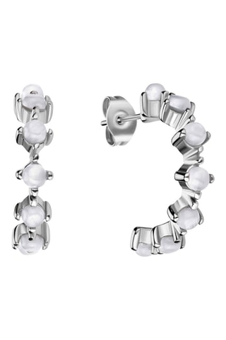 Estuche reloj de cuarzo de acero y pendientes con circones White Desert