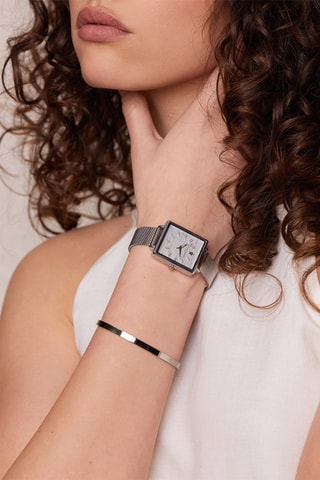 Reloj de cuarzo de acero Desert - Plateado