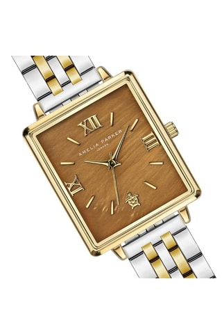 Estuche reloj de cuarzo de acero y pendientes de circones Boracay 