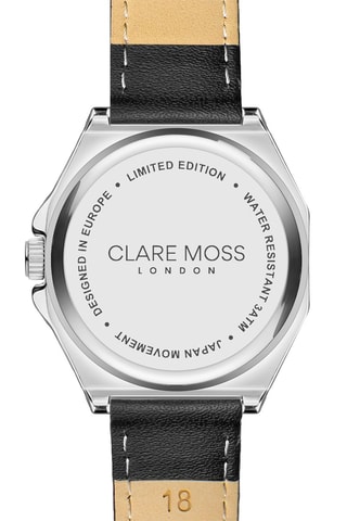 Reloj de cuarzo de piel bovina Porter - Negro y plateado