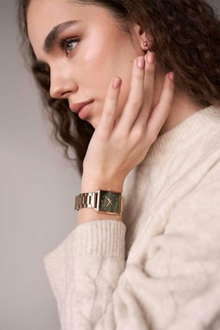 Reloj de cuarzo de acero Joyful Journey - Rosa dorado y verde