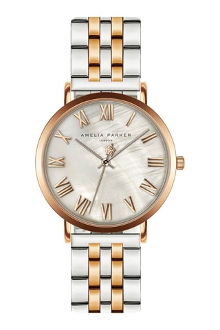 Reloj de cuarzo de acero y nácar