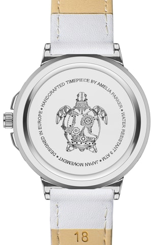 Reloj de cuarzo de piel Clayne - Plateado y blanco