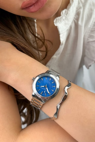 Reloj de cuarzo de acero Aquelle - Nácar