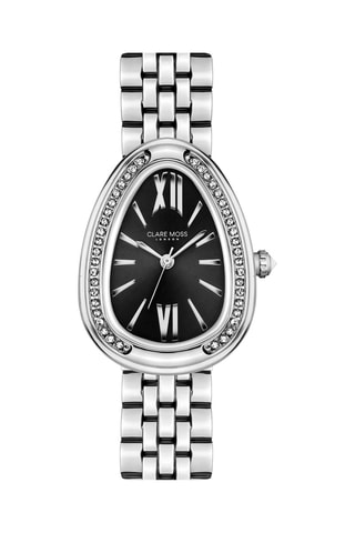 Reloj de cuarzo de acero y circones Gala - Plateado y negro