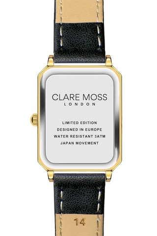 Reloj de cuarzo de piel bovina y nácar Champagne - Negro y dorado