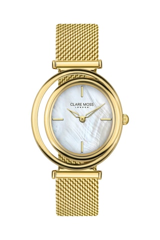 Reloj de cuarzo de acero y nácar Clare - Dorado