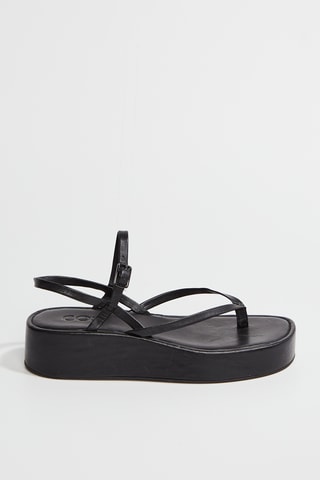 Sandálias com plataforma em couro - Preto