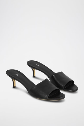 Mules de salto em couro - Preto