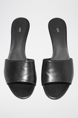 Mules de salto em couro - Preto