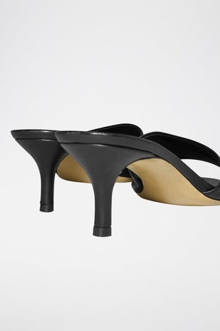 Mules de salto em couro - Preto