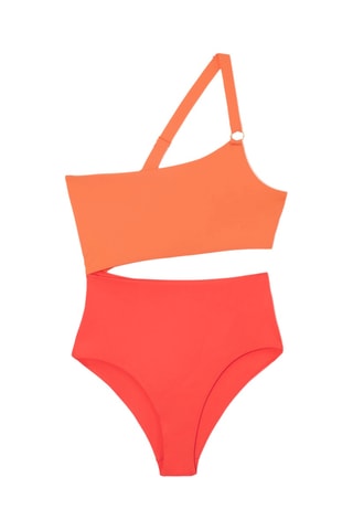 Fato de banho assimétrico - Laranja e coral