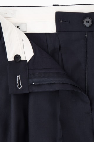 Calças em lã - Azul-marinho