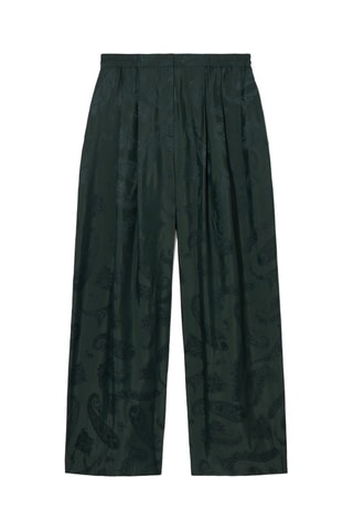 Calças em seda de amoreira - Verde-escuro