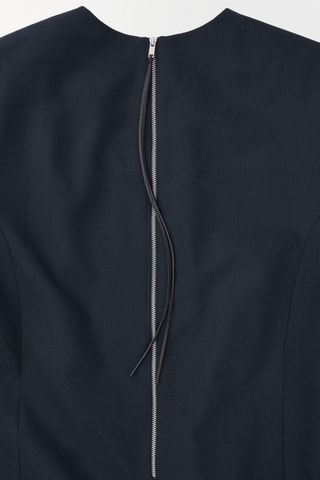 Vestido direito em lã - Turquesa