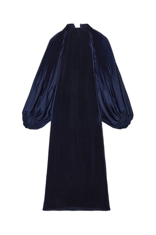 Vestido plissado - Azul-marinho