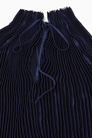 Vestido plissado - Azul-marinho