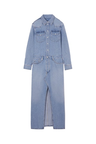 Vestido-camisa de ganga - Azul-claro