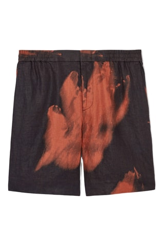 Calções tie and dye em linho - Azul-marinho