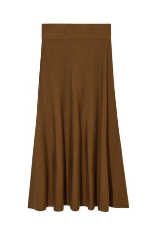 Saia comprida de lã cintura alta - Castanho