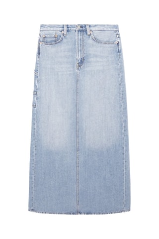 Saia direita de ganga - Azul-claro